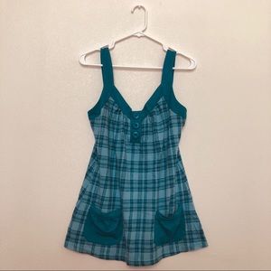 Blue plaid sleeveless top size L